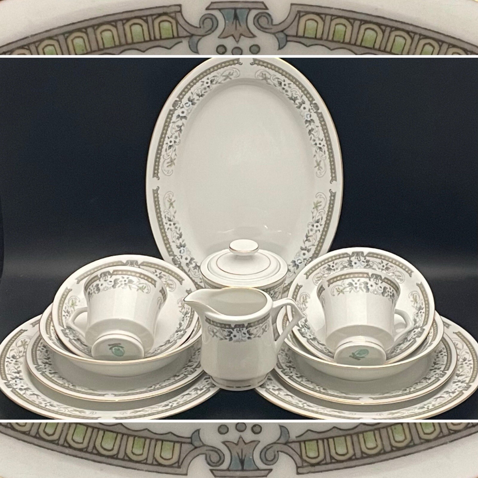 Swan China CX47 Floral Spray Dinnerware 13pc Place Setting for 2 Made in China