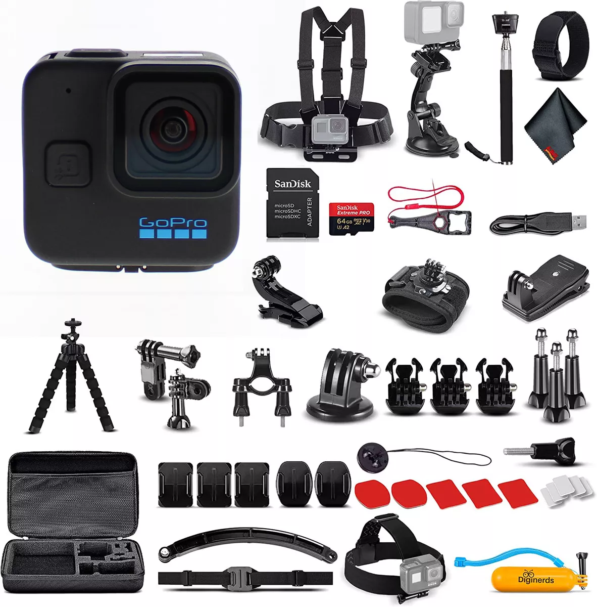 GoPro HERO11Black Mini - Waterproof Action Camera 50 In 1 Accessory Bundle  + 818279029208