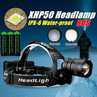 Zoom 990000LM T6 LED Headlamp Headlight Torch Rechargeable Flashlight Work Light