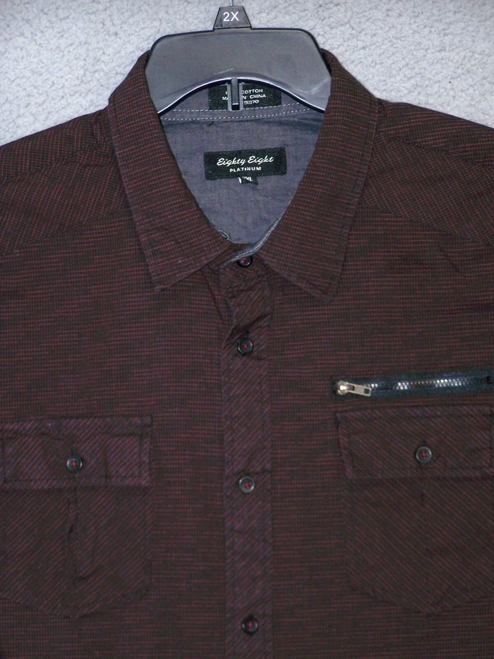 Eighty Eight Shirt Mens XXL 2XL Purple Long Sleeve Button Up Cotton Classic Men - Image 2 of 4