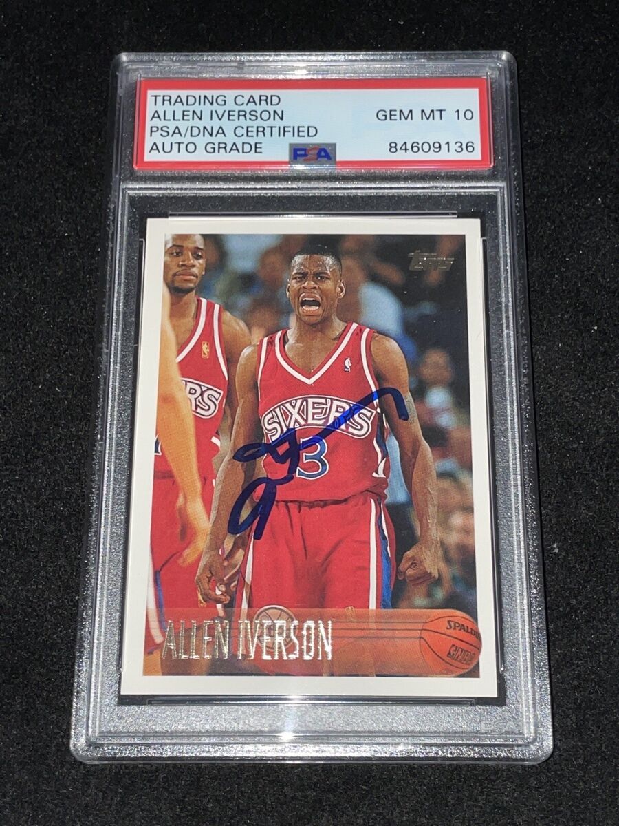 Allen Iverson Signed 1996-97 Topps Rookie Card PSA Auto 10 Allen Iverson Signed 1996-97 Topps Rookie Card PSA Auto 10