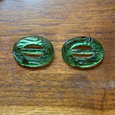 Two vintage green glass scarf slides/belt buckle