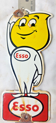 VINTAGE 8'' ESSO PORCELAIN SIGN PUMP PLATE GAS STATION OIL
