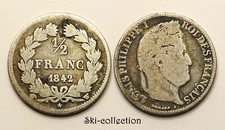 1/2 Franc 1842 W (Lille) Louis-Philippe I°. France. Argent