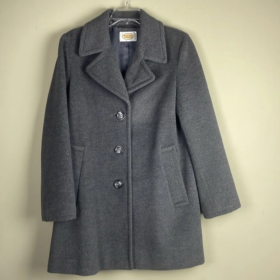 Chaqueta Talbots Vintage Angora Mezcla Lana Gris Botón Frontal Muesca Cuello Talla 14 Foto 3 de 4