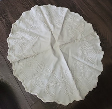  Victorian Hand Embroidery Raised Whitework Table Topper Doily 20in Round Vtg
