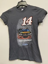 Tony Stewart #14 Nascar Ladies Slim Cut Short Sleeve Gray Shirt Size XL