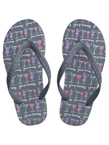 GROUP THERAPY DRINKING WOMEN'S NOVELTY FLIP FLOPS - S