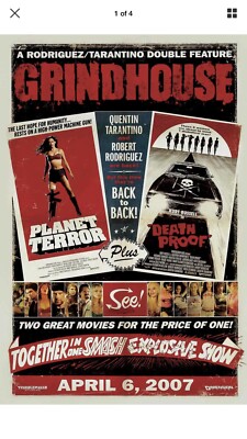 Grindhouse Movie Theatre Poster Single Sheet Death Proof Planet Terror 14 x21 