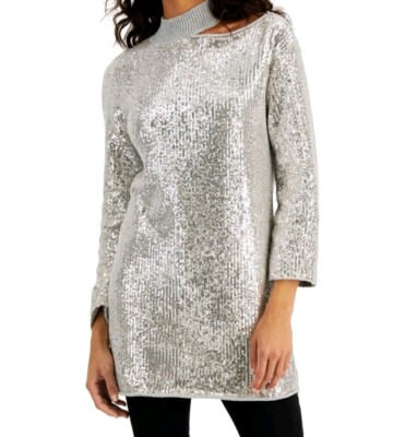 sequin turtleneck sweater dress Gabriella Red Turtleneck Dress - S Size - Women's Dresses