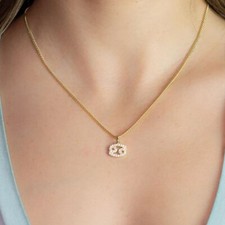 Lab-Created Cancer Zodiac Sign Pendant Necklace 14K Yellow Gold Plated Silver