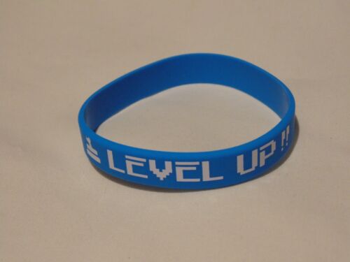 Gamer ‘Level Up’ Bracelet – Silicone Blue & White Novelty – Used Excellent - Picture 1 of 3
