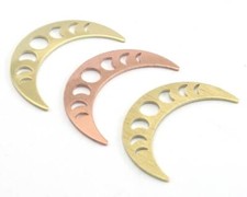 5 pcs Crescent Star Moon Phase Charms Raw Brass-Brushed-Copper 35.5mm 4257