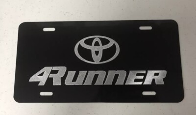 Toyota 4Runner Car Tag Diamond Etched on Black Aluminum License Plate
