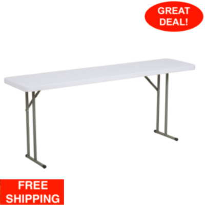 18''x72'' Granite White Heavy Duty Blow Molded Plastic Folding Table Party Banquet