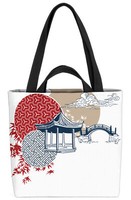 Japan Teehaus Tasche Japanisch Bambus China BrüCke Muster Gemustert Asien