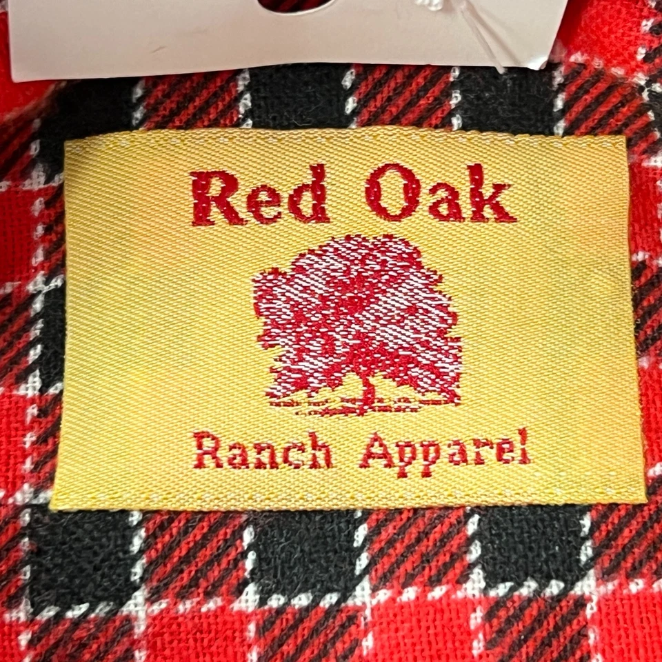 New Red Oak Long Sleeve Button Up Shirt Plaid Flannel Mens Medium Ranch Apparel - Image 4 of 4