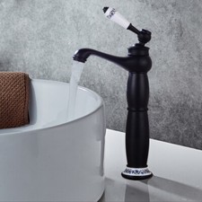 Kirlystone Vintage Waschtischarmatur Mattschwarz – 2-Griff-Mittelgarnitur Fürs Badezimmer (Montageloch 10,2 Cm)