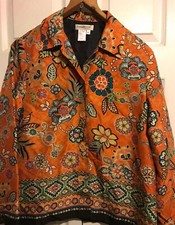 Coldwater Creek size M silk blazer jacket floral