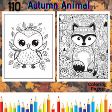 110 autumn animals coloring pictures to print  digital   POD permission e...