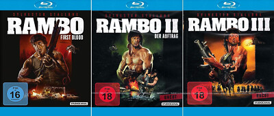 Rambo 1 2 3 Uncut Sylvester Stallone First Blood The Mission 3 Blu-ray Edition