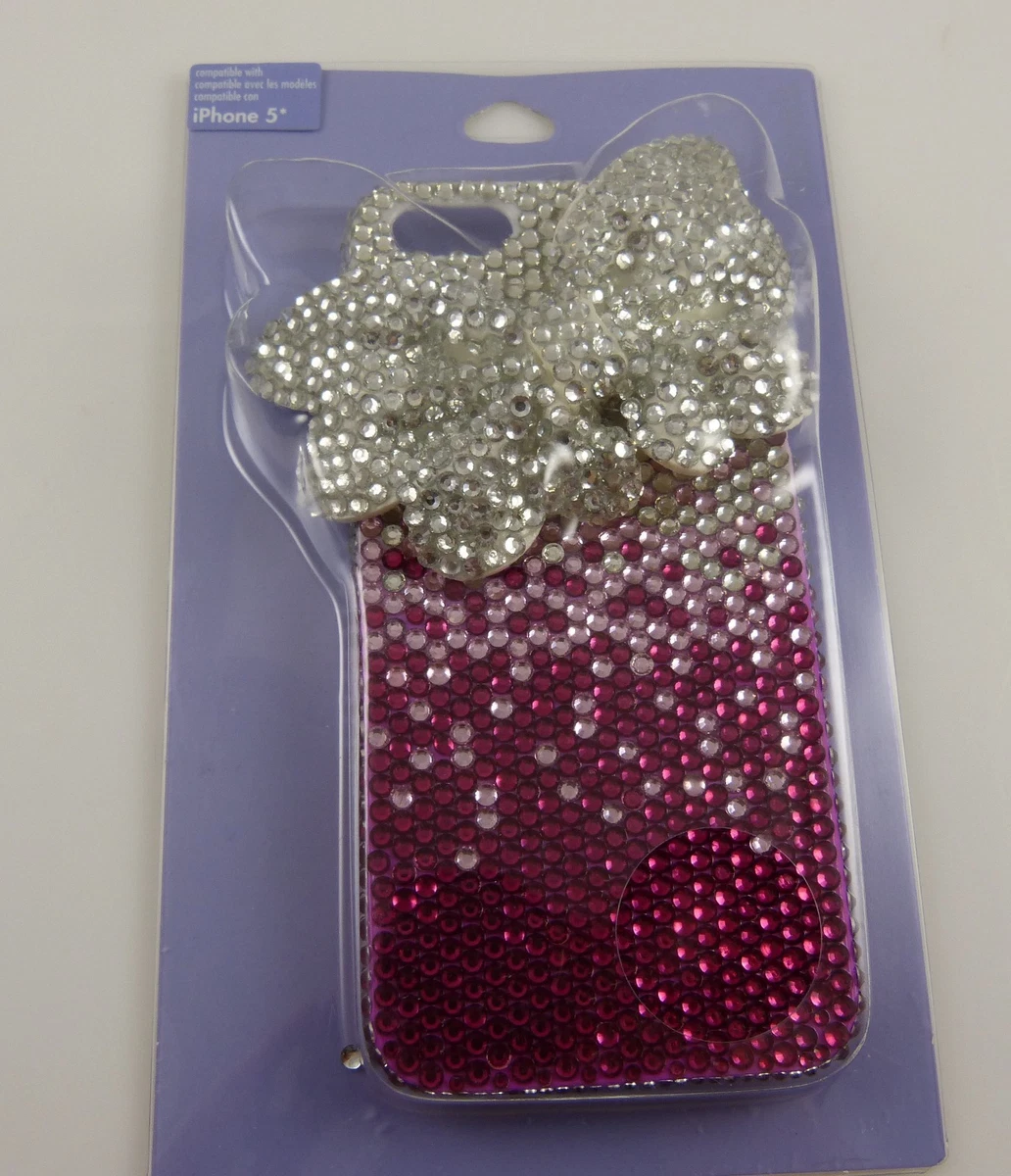 for Iphone 5 phone case bling faux butterfly shape bow 3d crystal pink  clear | eBay
