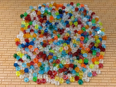 #ad LEGO 600pcs 1x1 Stud Plates Translucent Clear Assorted Colors Round Brick 4073 $29.99