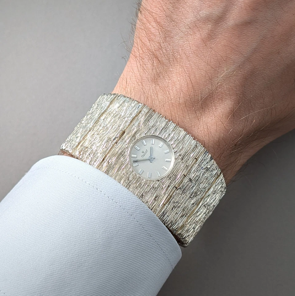 Extraordinary Exquisit 70s Silver Watch Bark Finish - Bild 2 von 4
