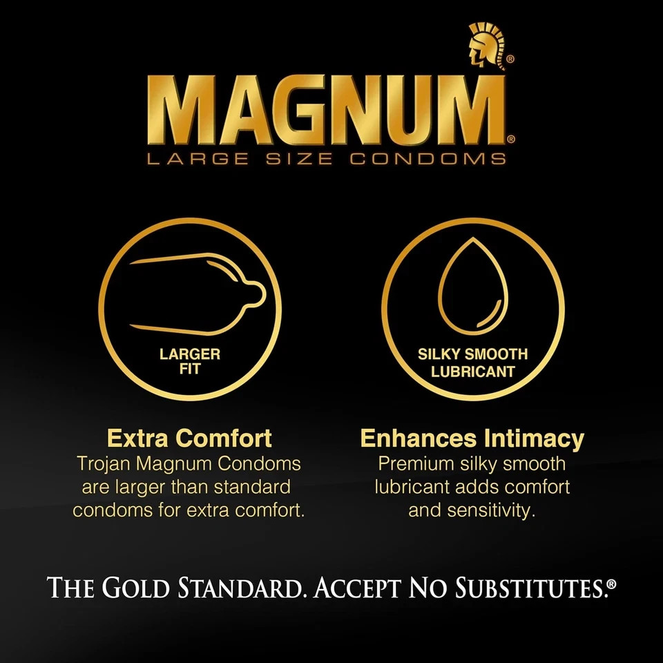 Trojan Magnum XL Large Size Lubricated Condoms Pack of 12