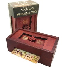 Good Luck Puzzle Box Secret - Money and Gift Card Holder in a Small, Walnut