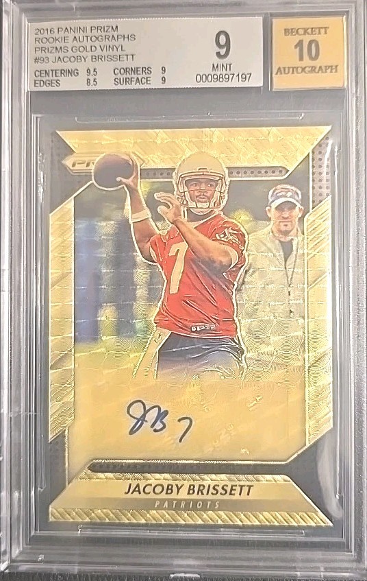 2016 PANINI PRIZM ROOKIE PRIZMS GOLD VINYL JACOBY BRISSETT 1/5 CARDINALS AUTO