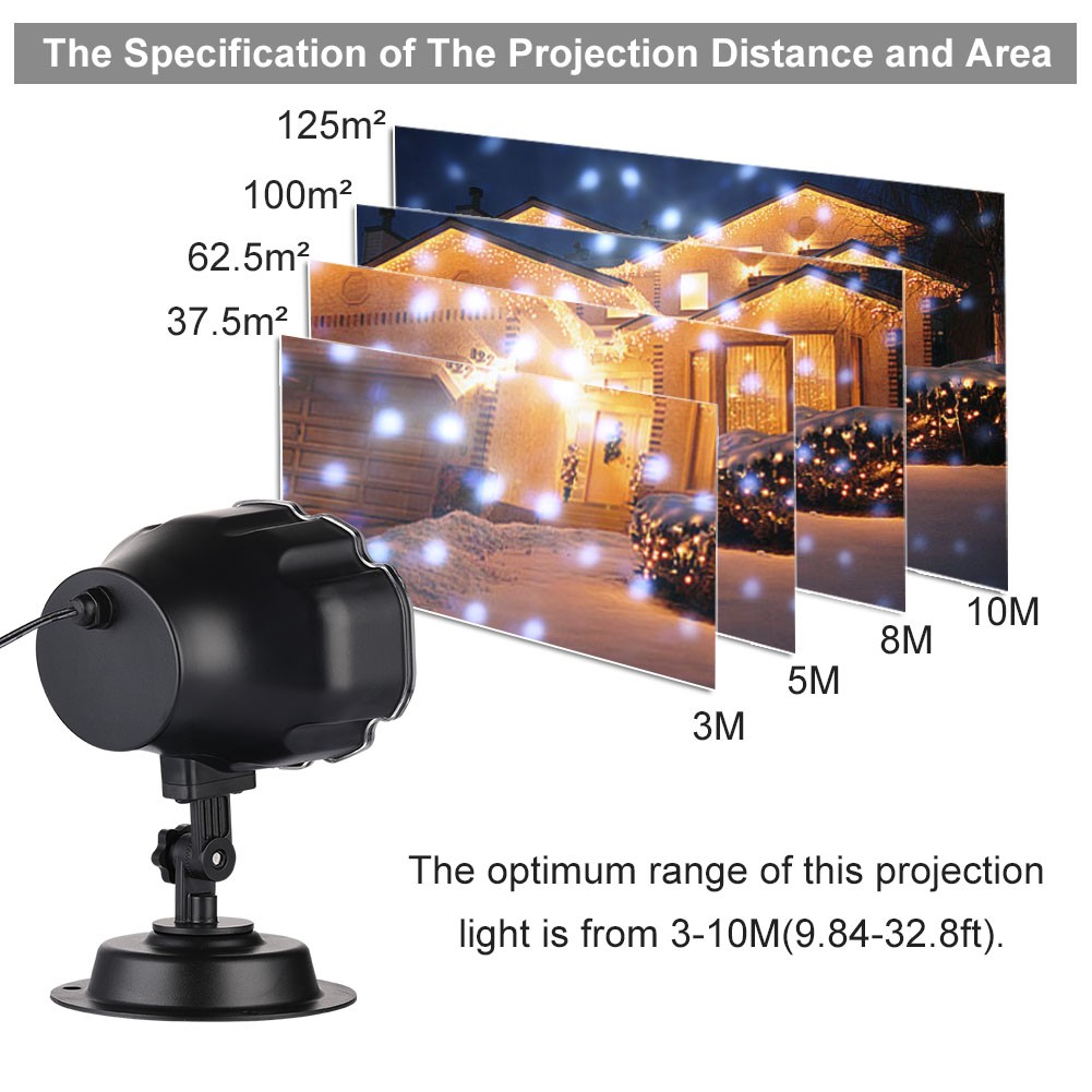 LED Snowfall Lights LED Projector Snow Falling Lights For Garden Snowflake