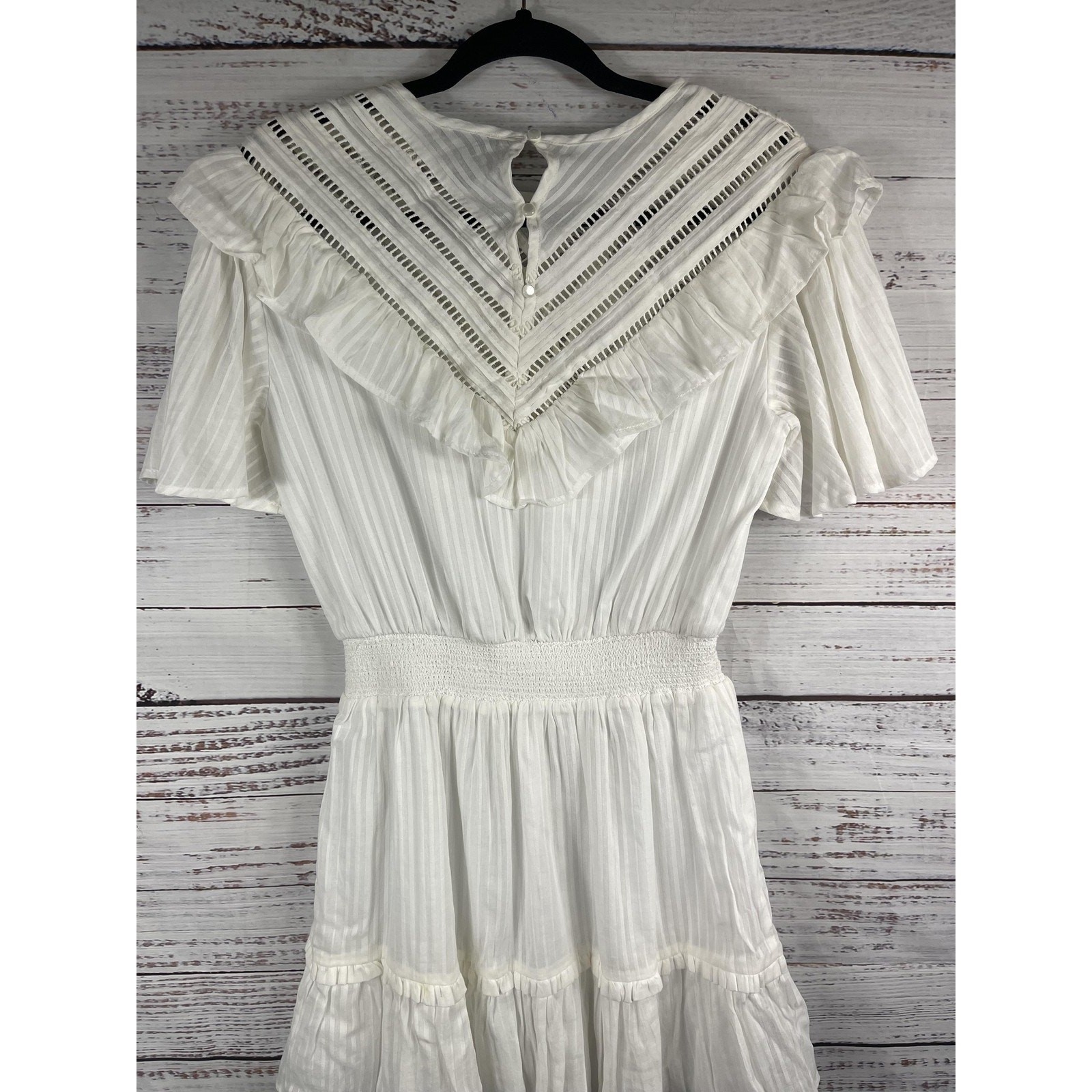  Aqua Dress Women's Small Ruffle Boho Tiered Mini Flutter Sleeve Summer