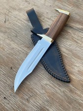 CUSTOM HANDMADE D2 STEEL BOWIE KNIFE WITH BRASS GUARD AND ROSEWOOD HANDLE SHEATH