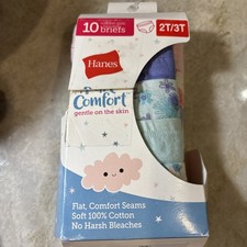 Hanes 10 Pack Girls Toddler 2T-3T Briefs Underwear - Blue Lavender Floral