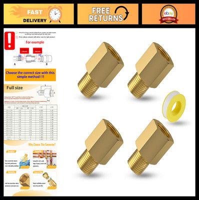 1/8'' Male to Female Brass Pipe Fitting Reducer Adapter, 4PCS Water Line Connecto