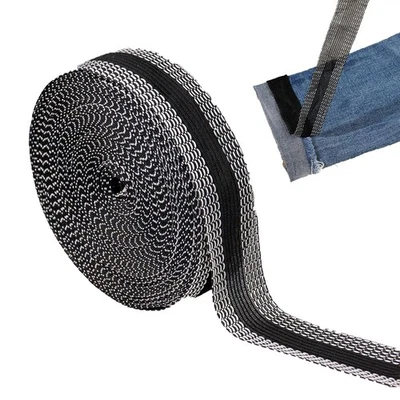 DAAIZIII 10m Saumband Zum Aufbügeln, Schwarz, 2,5cm Breit, Waschfest, Bügelband Für Vo