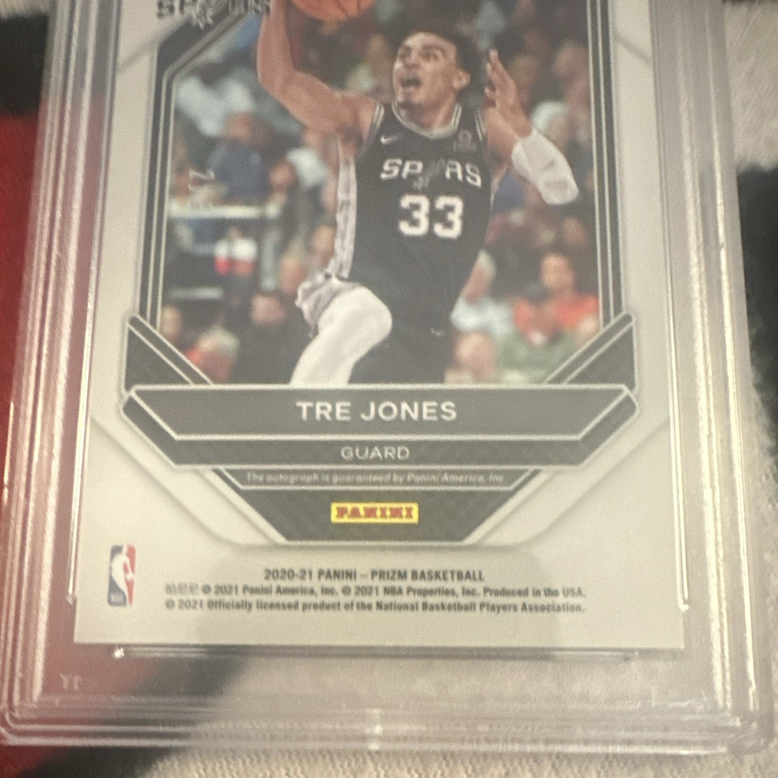 Panini 2020-21 Prizm Tre Jones Rookie Signatures RS-TJN Green /8 Auto PSA 10 view 6