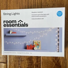 White Cord String 100 Lights Clear Indoor / Outdoor Use Room Essentials