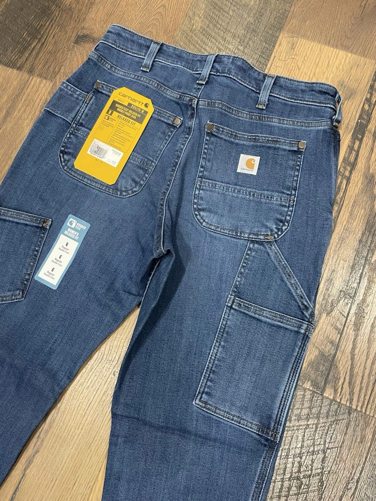 NWT Carhartt Womens Denim Double Knee Pants Size 6 regular Straight Leg BD5110