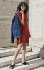 Everlane Japanese GoWeave Crimson Red Short Sleeve Shift Dress Size 00