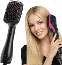 3-In-1 Hair Dryer Brush Hot Air Styling Brush, Hair Straightener Brush for Dry