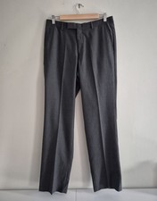 Burton London Grey Pin Stripe Tailored Trousers 32R Mens Formal Smart