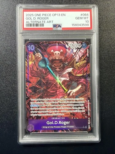 2025 ONE PIECE OP13 #064 CARRYING ON HIS WILL GOL D ROGER ALT ART PSA 10 A3