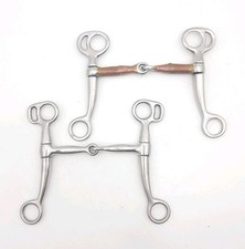  2 Tom Thumb 5" Mouth Snaffles 1 SS, 1 Copper Wrap  Western Horse Bit Tack