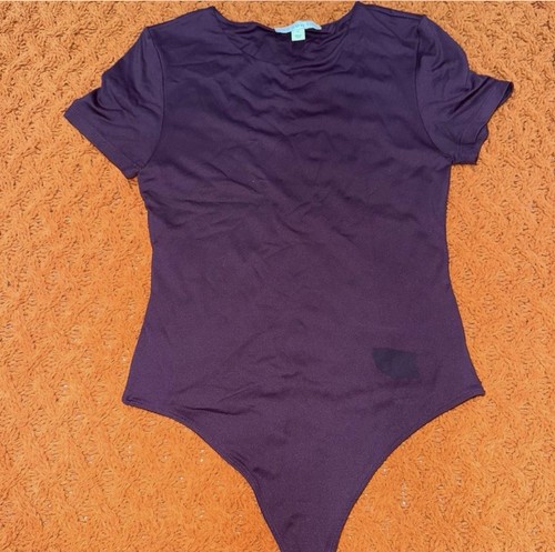 Purple Women's One Piece Short Sleeve Solid Bodysuit