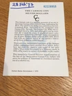 Genuine GSA Certificate Card for Black Box 1882 Carson City Morgan Silver Dollar