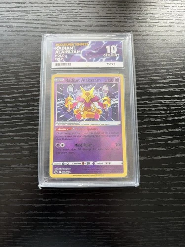 Pokémon Alakazam TCG Radiant Silver Tempest Holo Card 059/195 Ace 10