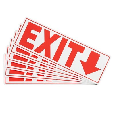 6Pcs Exit Signs with Down Arrow Signs Stickers Self-Adhesive Paper,Red