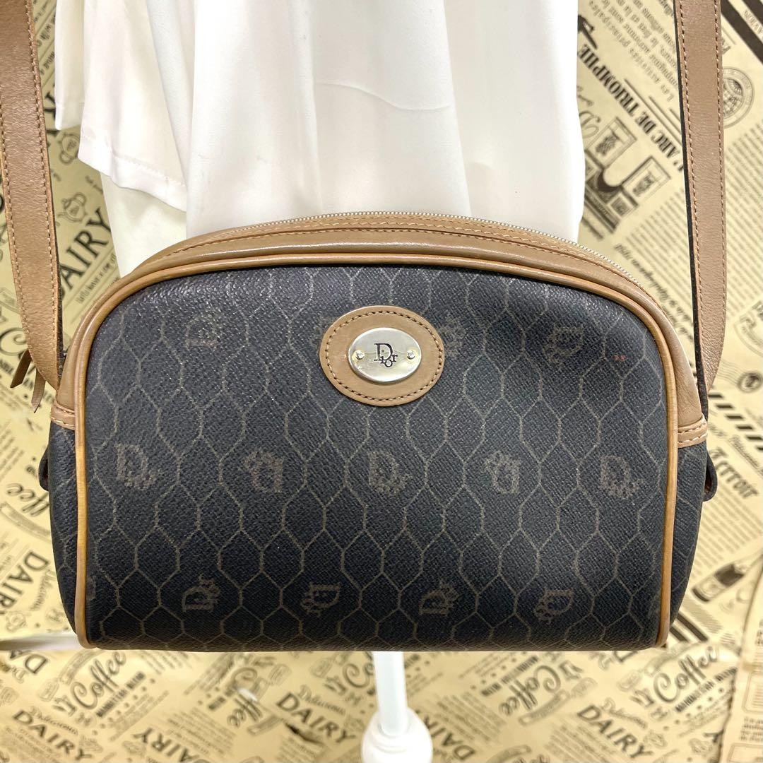 Dior Trotter Leather Shoulder Bag Black Authentic F0510413